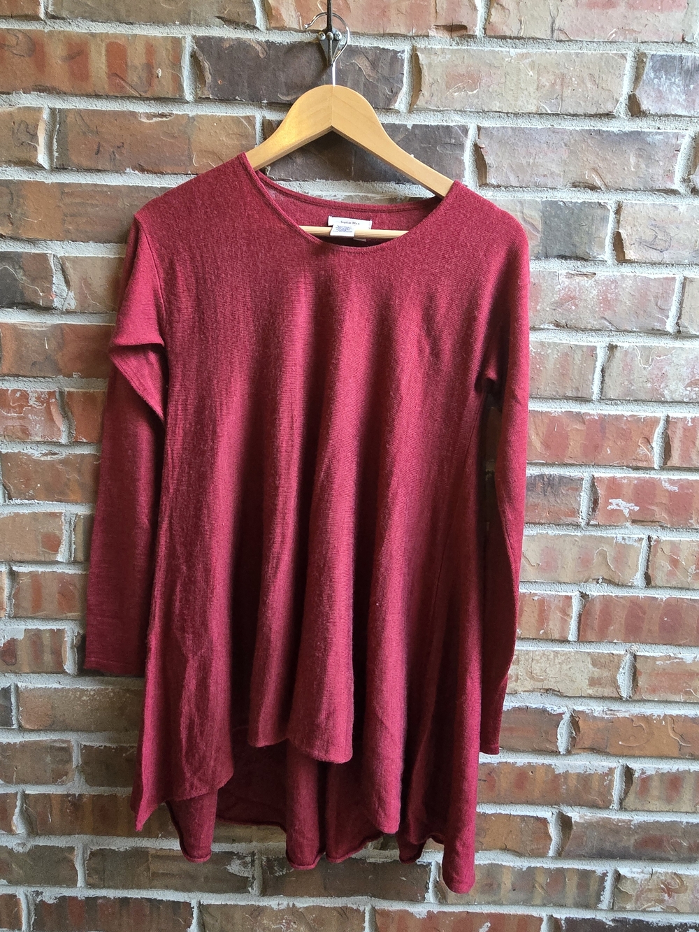 Sophie Max Burgundy Knit Light Sweater Tunic Flowy Drapey Business Casual